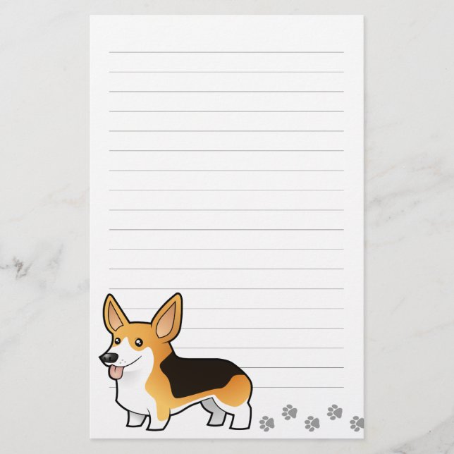 Cartoon Pembroke Welsh Corgi Stationery (Front)