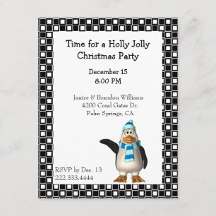 Cartoon Penguin Christmas Invitation