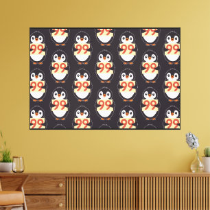 Cartoon Penguin Holding Number 99 Canvas Print