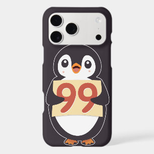 Cartoon Penguin Holding Number 99 iPhone 17 Pro Max Case
