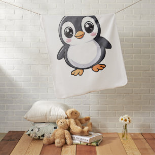 Cartoon penguin illustration baby blanket