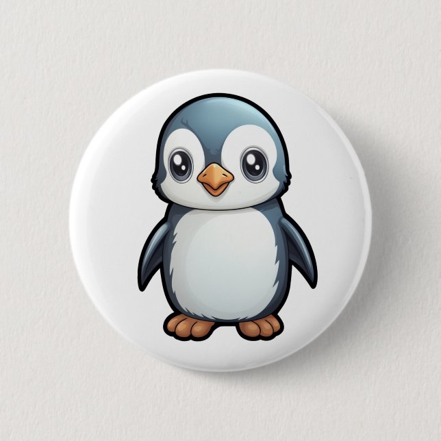 Cartoon penguin illustration button (Front)