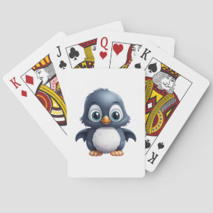 Cartoon penguin illustration poker cards
