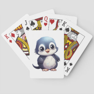 Cartoon penguin illustration poker cards