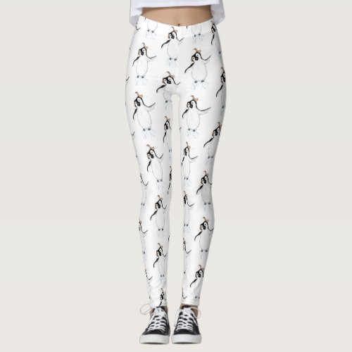 Cartoon penguin on iceberg leggings