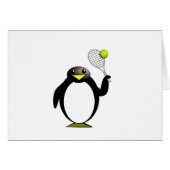 Cartoon Penguin Playing Tennis (Front Horizontal)