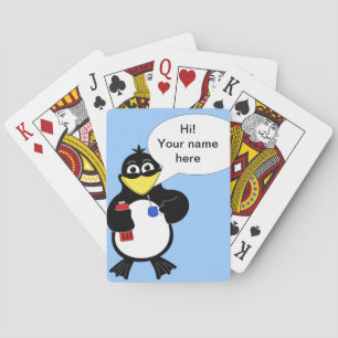Cartoon penguin poker cards