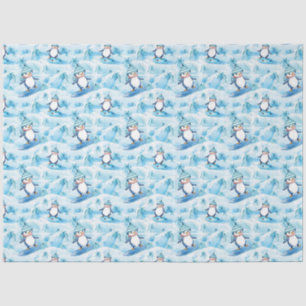 Cartoon Penguin Surfing Tissue Paper