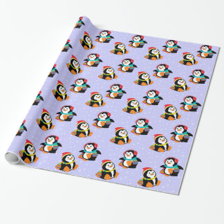 cartoon penguins wrapping paper