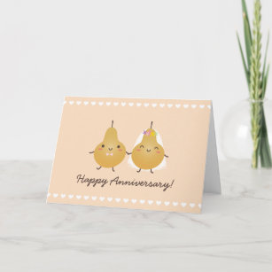 Cartoon Perfect Pear Funny Cute Couple Anniversary Card