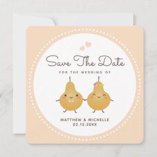 Cartoon Perfect Pear Simple Wedding Save The Date