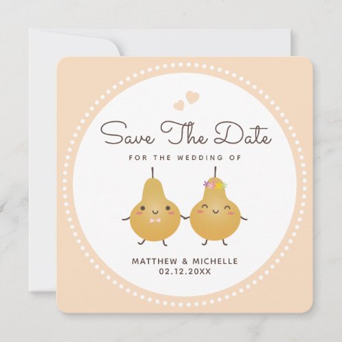 Cartoon Perfect Pear Simple Wedding Save The Date