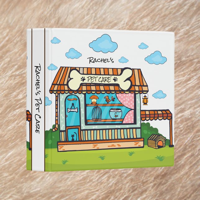 Cartoon Pet Care Personalized 3 Ring Binder (Creator Uploaded)