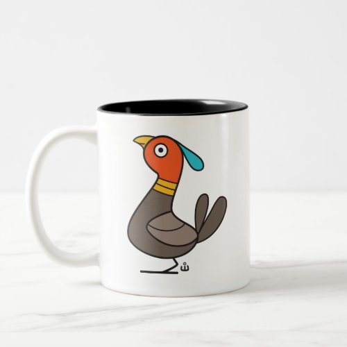Cartoon Pheasant Two_Tone Coffee Mug
