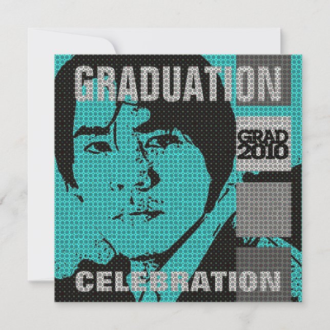 Cartoon Photo Insert 3 Graduation Party Invitation (Front)