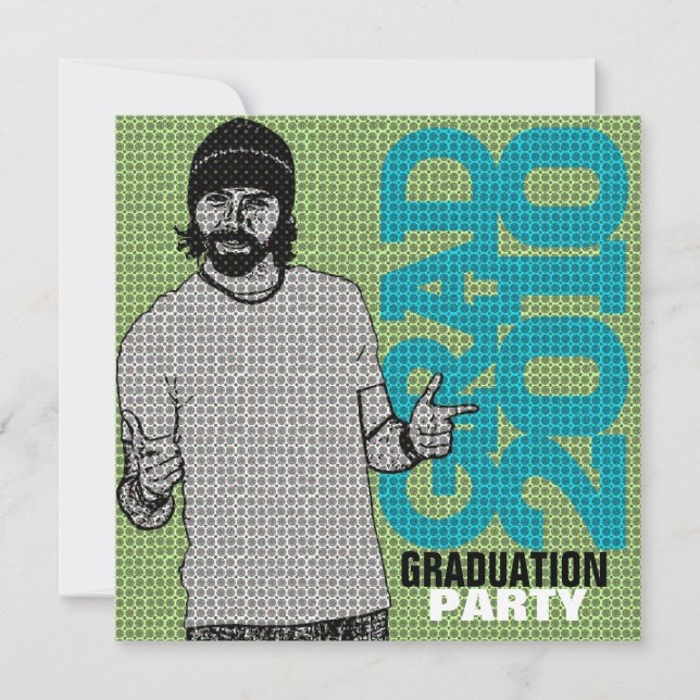 Cartoon Photo Insert 6 Graduation Party Invitation (Front)