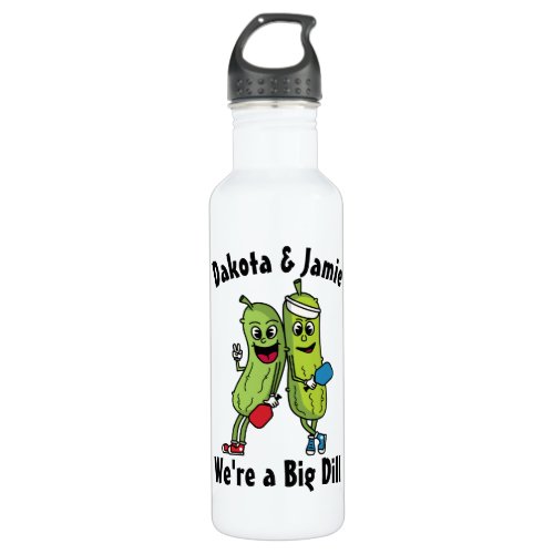 Cartoon Pickle Pair Pickleball Team Big Dill Stain Stainless Steel Water Bottle