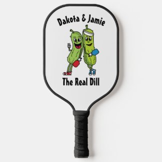 Cartoon Pickle Pair Pickleball Team Real Dill Pick