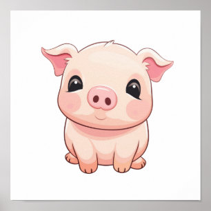 Cartoon pig illustration poster