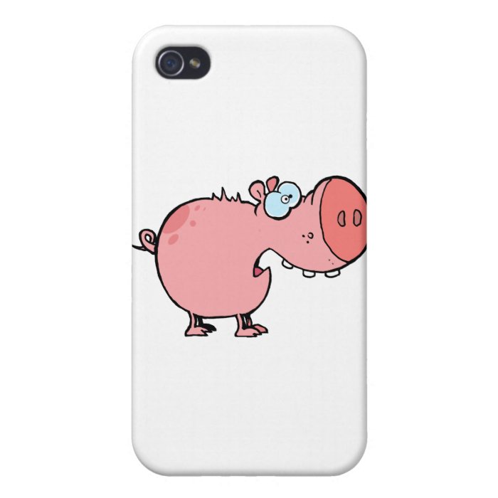 Cartoon Pig Looks Scared iPhone 4 Cases