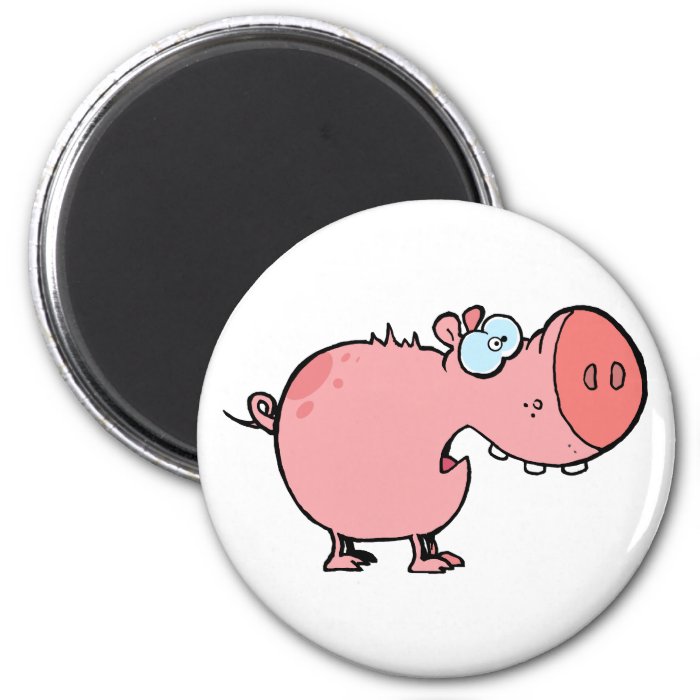 Cartoon Pig Looks Scared Refrigerator Magnet