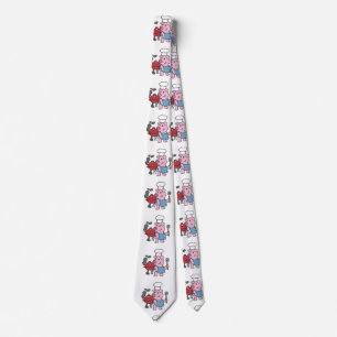 Cartoon pig making bbq   choose background color neck tie