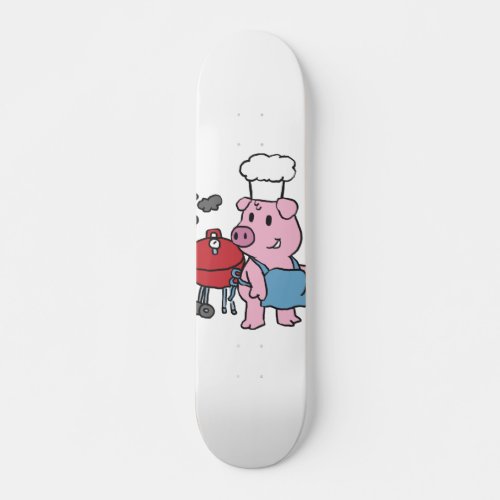 Cartoon pig making bbq  choose background color skateboard