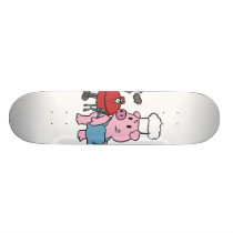 Cartoon pig making bbq | choose background color skateboard