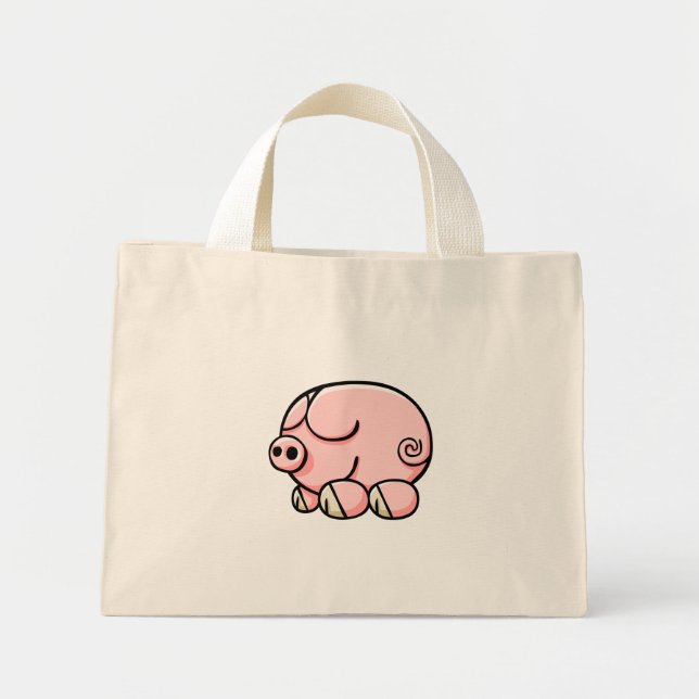 Cartoon Pig Mini Tote Bag (Front)