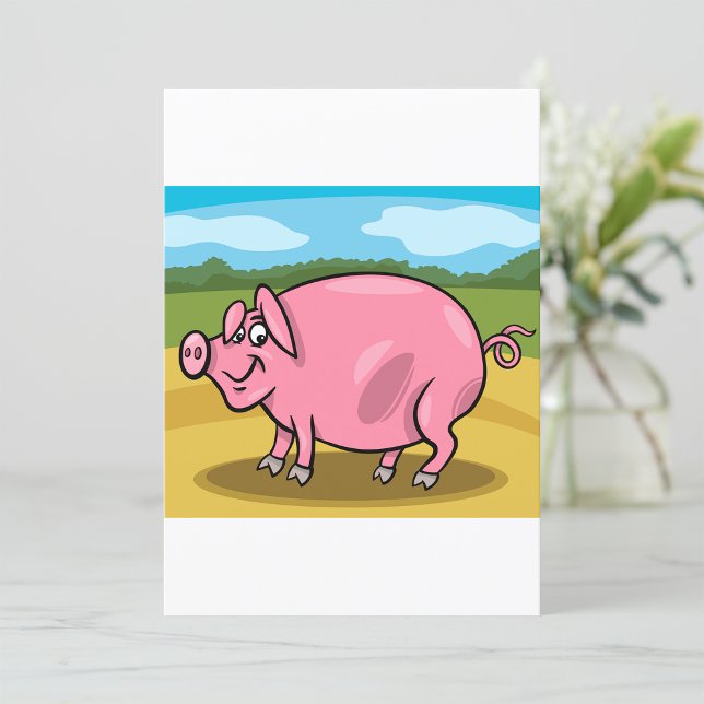 Cartoon Pig On A Farm Invitations (Creator Uploaded)
