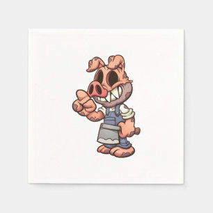 cartoon pig wearing a mask and making the silence napkins
