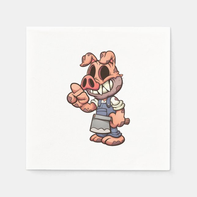 cartoon pig wearing a mask and making the silence  napkins (Front)