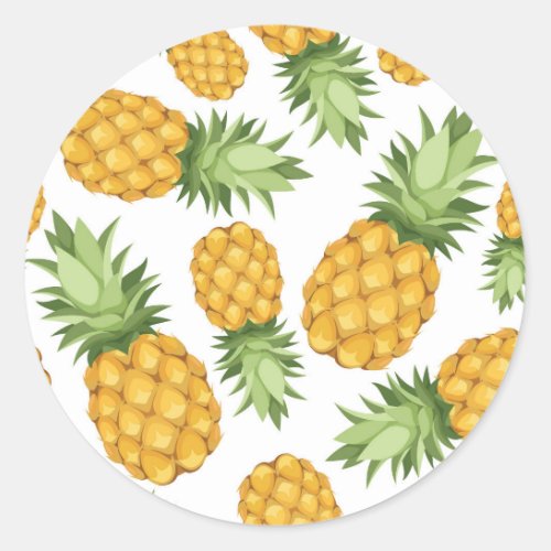 Cartoon Pineapple Pattern Classic Round Sticker