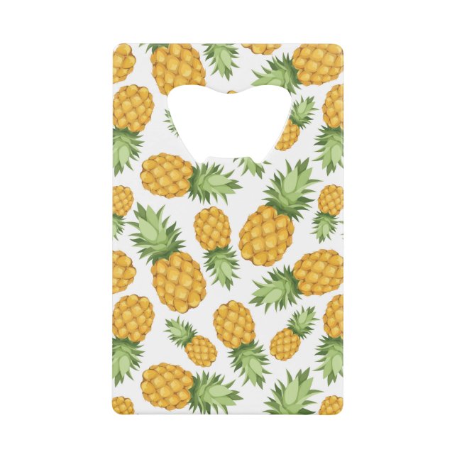 Cartoon Pineapple Pattern Credit Card Bottle Opener (Front)