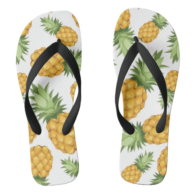 Cartoon Pineapple Pattern Flip Flops (Footbed)