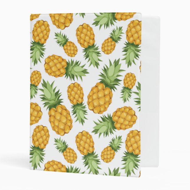 Cartoon Pineapple Pattern Mini Binder (Front/Inside)