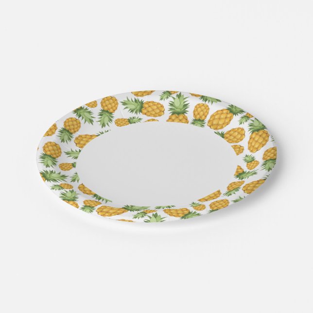 Cartoon Pineapple Pattern Paper Plates (Angled)