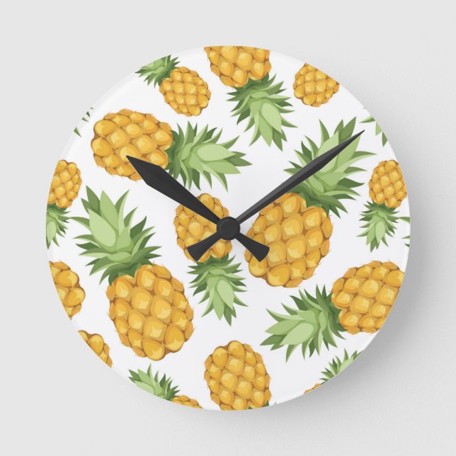 Cartoon Pineapple Pattern Round Clock (Front)