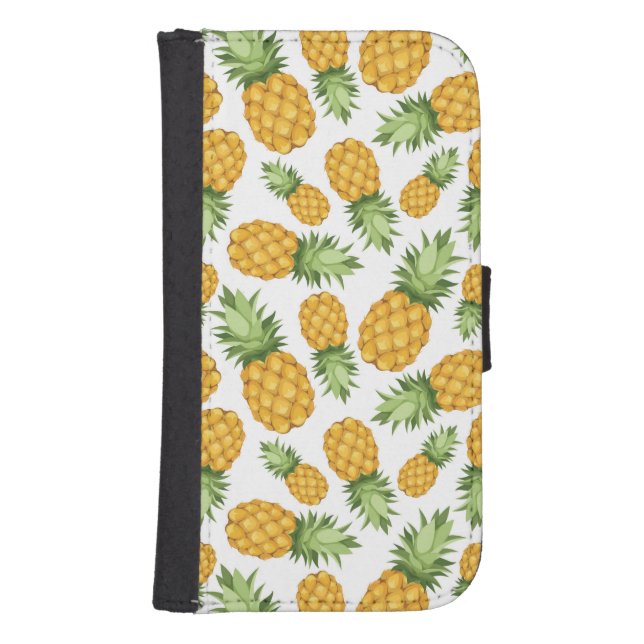 Cartoon Pineapple Pattern Samsung Galaxy Wallet Case (Front)