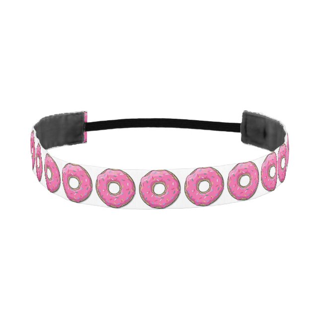 Cartoon Pink Donut With Sprinkles Athletic Headband (Front)