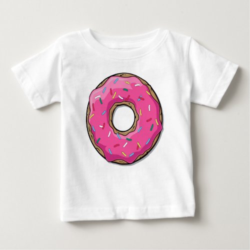 Cartoon Pink Donut With Sprinkles Baby T_Shirt