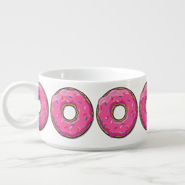 Cartoon Pink Donut With Sprinkles Bowl (Right)