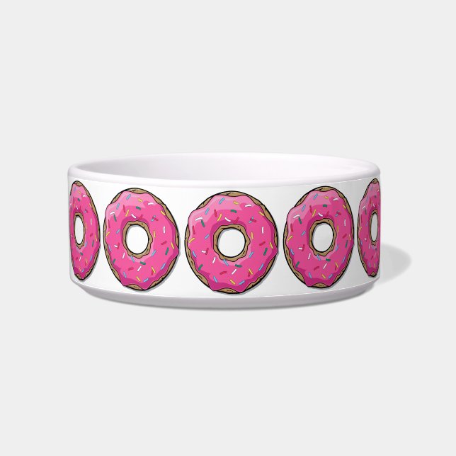 Cartoon Pink Donut With Sprinkles Bowl (Left)