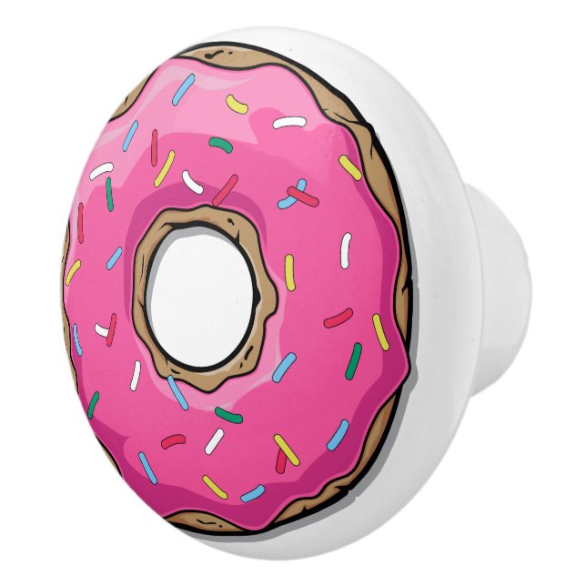 Cartoon Pink Donut With Sprinkles Ceramic Knob (Right)