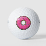 Cartoon Pink Donut With Sprinkles Golf Balls at Zazzle