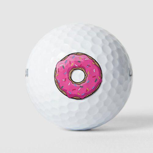 Cartoon Pink Donut With Sprinkles Golf Balls