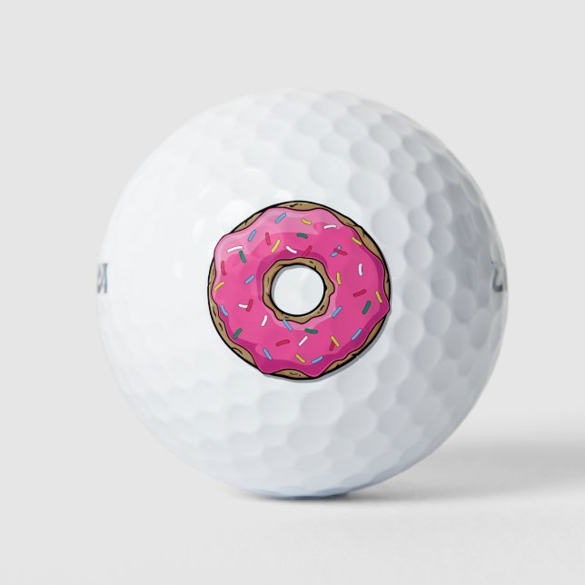 Cartoon Pink Donut With Sprinkles Golf Balls (Front)