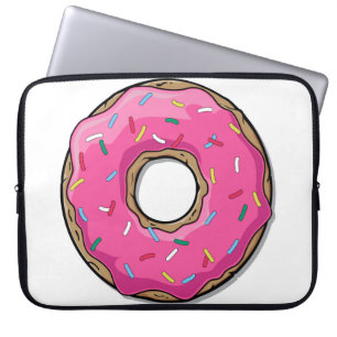 Cartoon Pink Donut With Sprinkles Laptop Sleeve