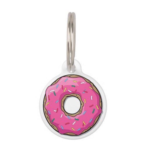 Cartoon Pink Donut With Sprinkles Pet Name Tag