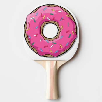 Cartoon Pink Donut With Sprinkles Ping-pong Paddle by GroovyFinds at Zazzle